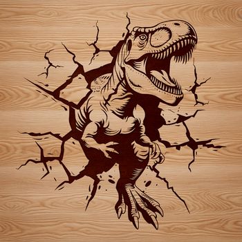 Illustrative vector art of a Tyrannosaurus Rex dinosaur character.