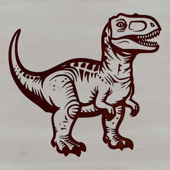 A detailed illustration of a T-Rex dinosaur in a prehistoric environment.