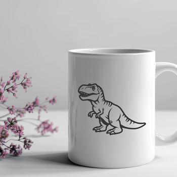 A simple line drawing of a T-Rex dinosaur in its natural habitat.