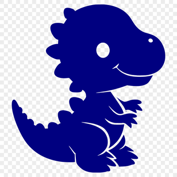 A simple line drawing of a full body T rex dinosaur in a prehistoric setting.
