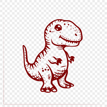 Colorful illustration of a baby Tyrannosaurus Rex standing in a prehistoric landscape.