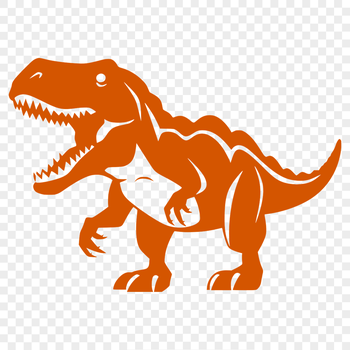 A detailed, full-body illustration of a Tyrannosaurus Rex in prehistoric landscape.