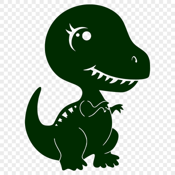A cartoon-style illustration of a baby T Rex dinosaur from the prehistoric era.