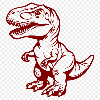 A detailed illustration of a T-Rex in a prehistoric landscape.