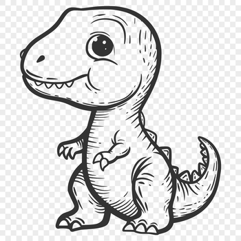 A vector graphic depiction of a baby T Rex dinosaur in a simple design format.