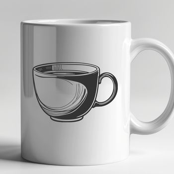 A simple teacup design with clean lines and minimalist details, ideal for digital cutting and crafting projects.