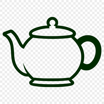 A stylized illustration of a teapot with a pour spout and handle, suitable for vector design projects.