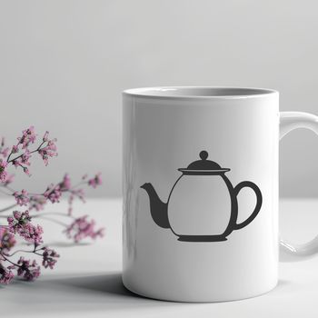 A digital illustration of a classic teapot with a spout and handle.