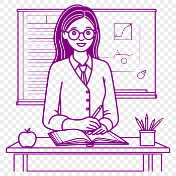 A young professional woman standing in front of a classroom, symbolizing the education profession.