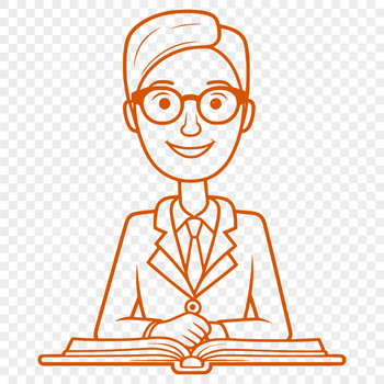 A simple line drawing illustration of a woman in a teaching profession, suitable for educational purposes.