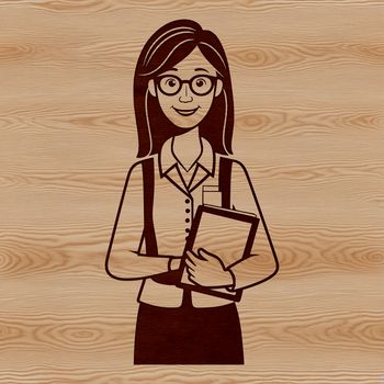 A simple vector design of a teacher figure, suitable for various uses such as clip art or graphic design templates.