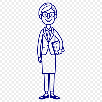 A stylized vector illustration of a woman representing the education profession.