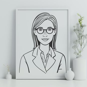 A professional illustration of a woman in a teaching role, suitable for educational materials and design projects.