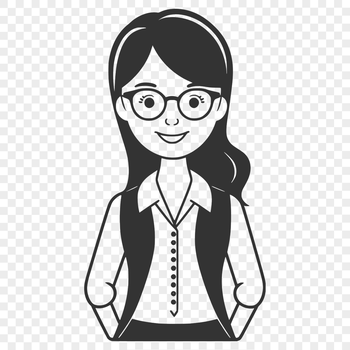 A vector illustration of a professional woman standing at the front of a classroom, representing the education profession.