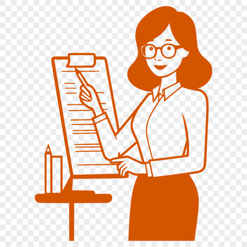 A professional illustration of a woman in a teacher's profession, suitable for educational purposes.