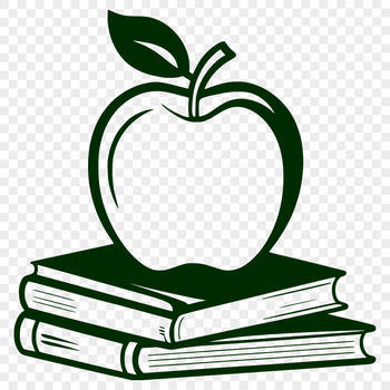 A digital illustration of an open book with the Apple logo on the cover, suitable for education and vector design.