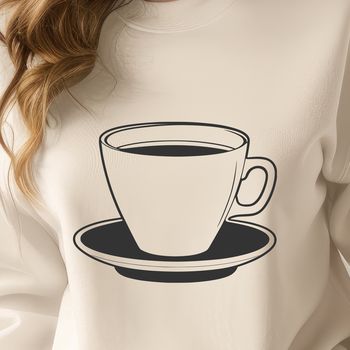 A minimalist vector illustration of a teacup, suitable for digital design and printing.