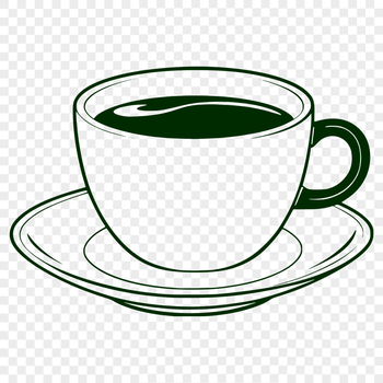 A single-handled ceramic teacup with a saucer, suitable for hot or cold beverages.