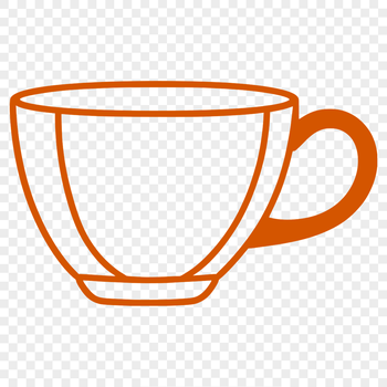 A simple SVG design of a teacup for digital printing and crafting.