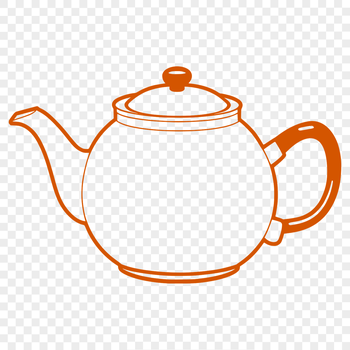 A digital illustration of a teapot with spout and handle, suitable for vector art design.