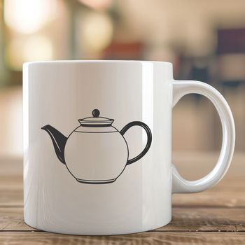 A stylized illustration of a teapot with a steaming cup, suitable for vector design and cutting machine projects.