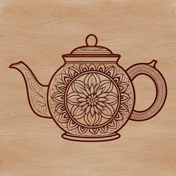 A simple, hand-drawn design of a teapot for craft projects, suitable for cutting out with a Cricut or laser cutter.
