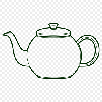 An illustration of a teapot with a spout and handle.
