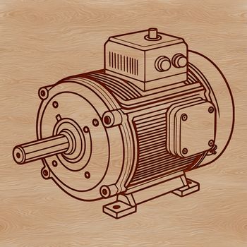 An illustrative design of an electric motor with detailed components.
