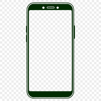 A digital illustration of a modern mobile phone with sleek design features.