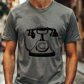 A digital illustration of a classic telephone device in vector format.