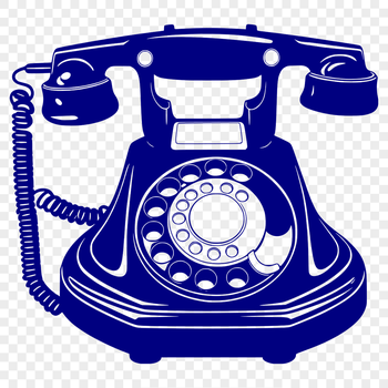 A detailed illustration of a modern telephone with various features.