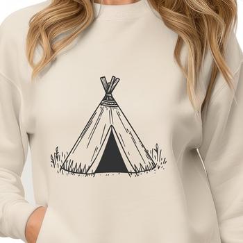 A simple vector illustration of a traditional camping tent.