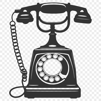 A vector illustration of a classic telephone with a receiver and keypad.