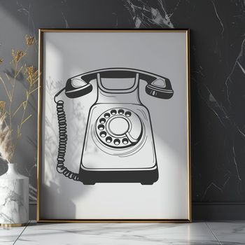 A detailed digital illustration of a telephone, designed for vector art and commercial use.