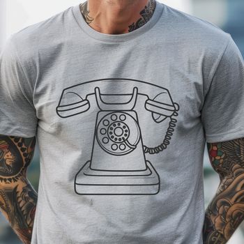 A vector illustration of a classic telephone with buttons and receiver.
