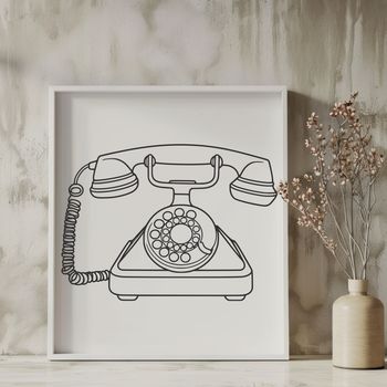 A digital illustration of a telephone with a modern design, suitable for vector graphics and cutting machine projects.