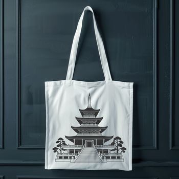 Illustrative representation of a traditional Buddhist temple with intricate details.