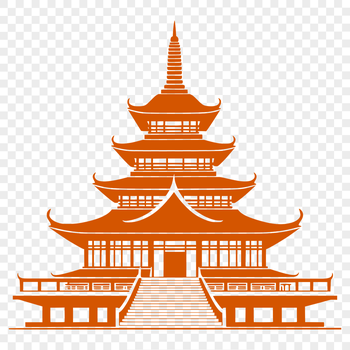 A traditional Buddhist temple with ornate architecture, suitable for vector design.