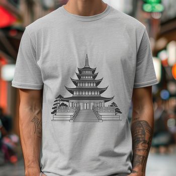 Buddhist temple architecture in a simple vector design.
