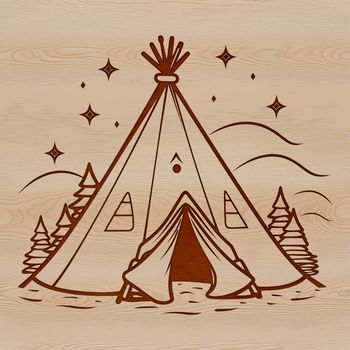 Simple tent design with a classic teepee shape, ideal for outdoor camping and vector graphics.