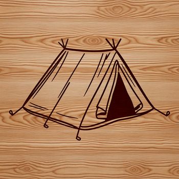 A digital representation of a portable shelter used in outdoor activities.