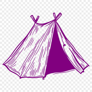 A simple vector illustration of a freestanding tent in the outdoors.