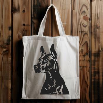 A high-quality vector illustration of a Doberman Pinscher's head, suitable for digital design and printing.