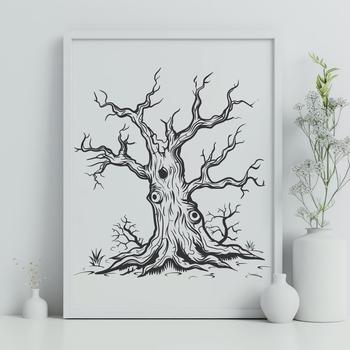 Spooky Tree SVG, PNG, PDF And DXF Files