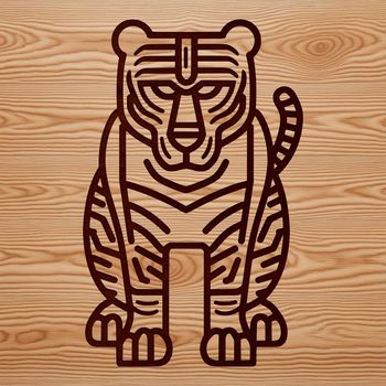 A large tiger standing on its hind legs, depicted in a clean vector design.