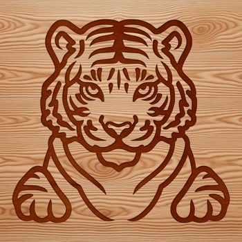 A simple line drawing illustration of a big cat, suitable for vector art design.