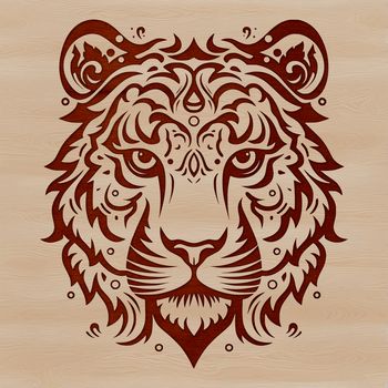 A detailed vector illustration of a tiger's head, suitable for digital designs.