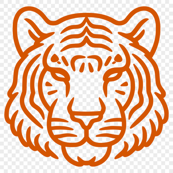 A high-resolution vector illustration of a tiger's head, suitable for cutting machine designs.