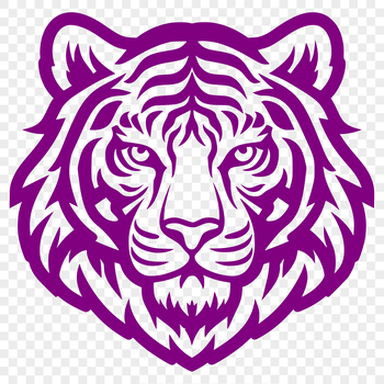 A digital illustration of a tiger's head, created in vector format using SVG technology.