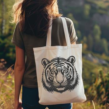 Vector illustration of a tiger's head, suitable for digital cutting machines and craft projects.
